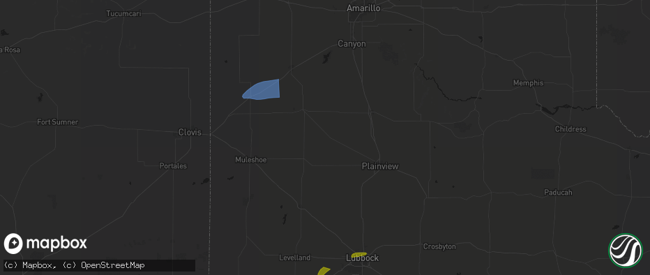 Hail map in Hart, TX on June 25, 2026
