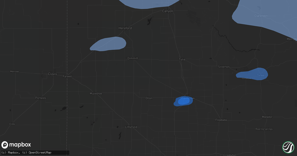 Hail map in Hart, TX on June 25, 2026