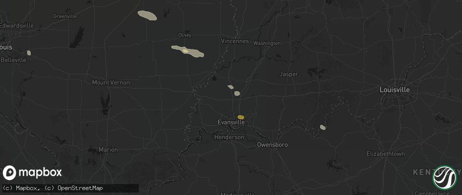 Hail map in Haubstadt, IN on June 25, 2026
