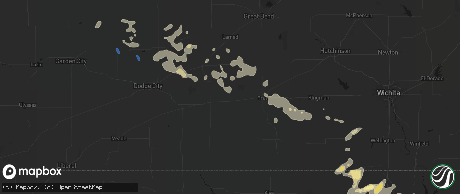 Hail map in Haviland, KS on June 25, 2026