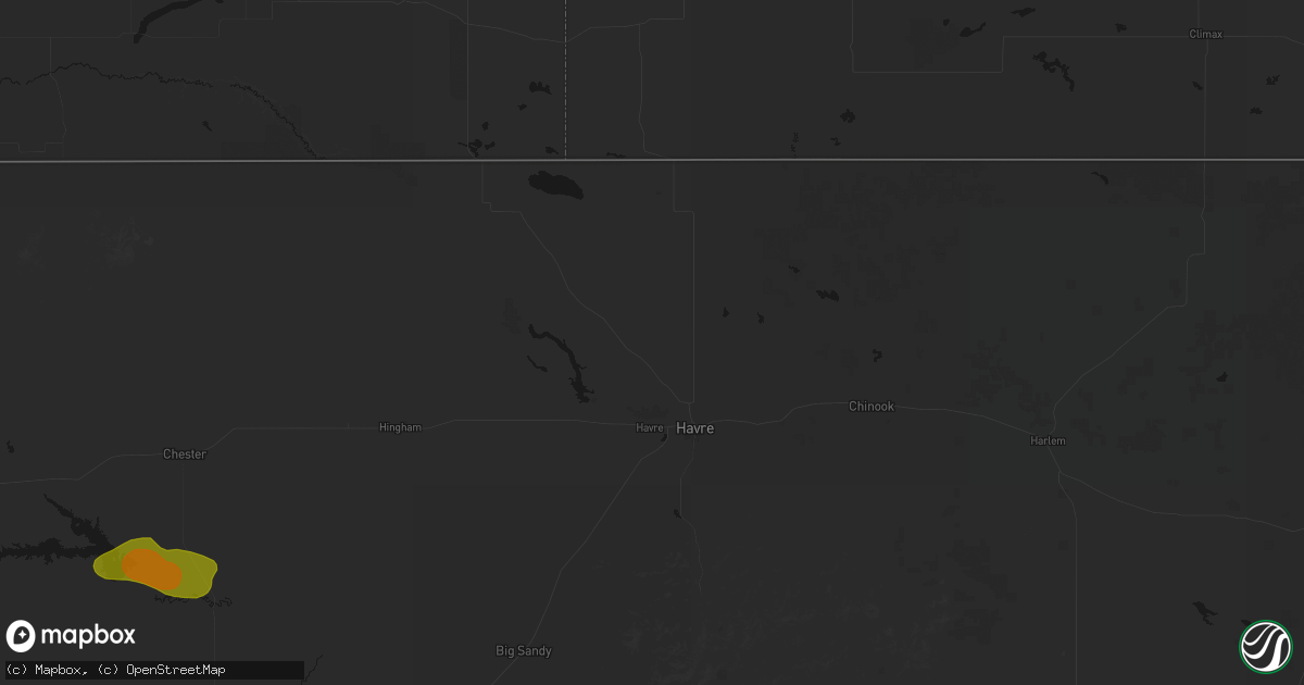 Hail map in Havre, MT on June 25, 2026