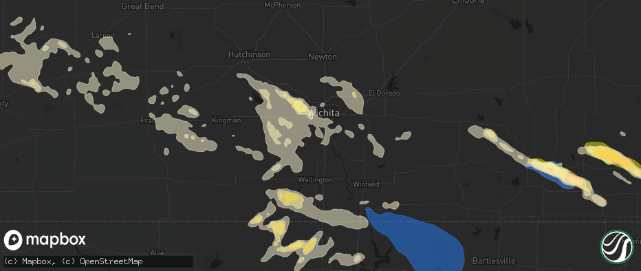 Hail map in Haysville, KS on June 25, 2026