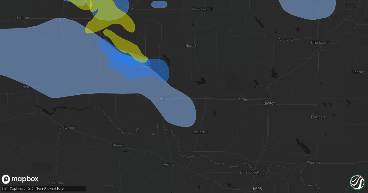 Hail map in Headrick, OK on June 25, 2026