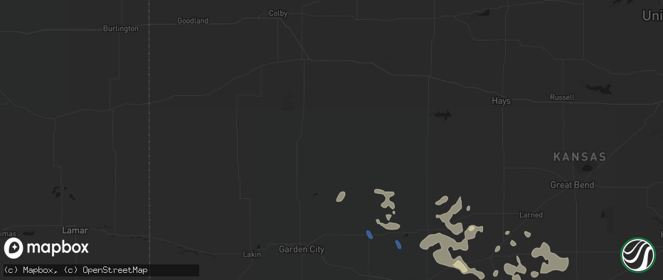 Hail map in Healy, KS on June 25, 2026