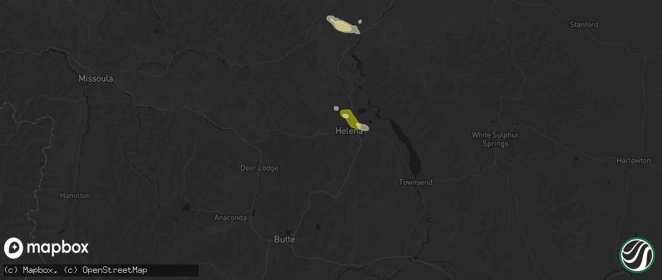Hail map in Helena, MT on June 25, 2026