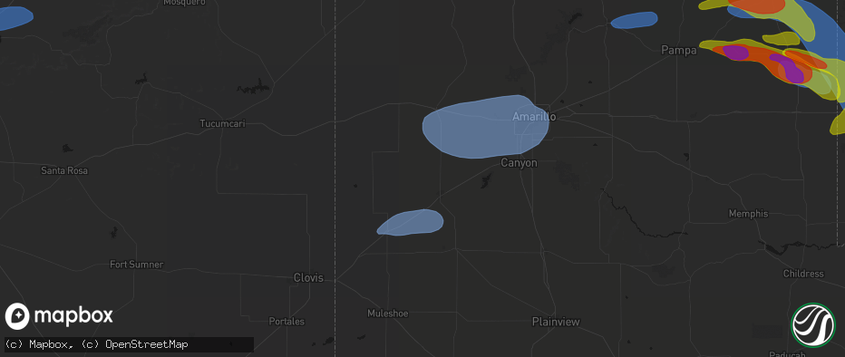 Hail map in Hereford, TX on June 25, 2026