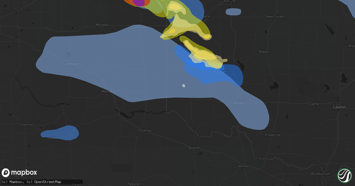 Hail map in Hollis, OK on June 25, 2026