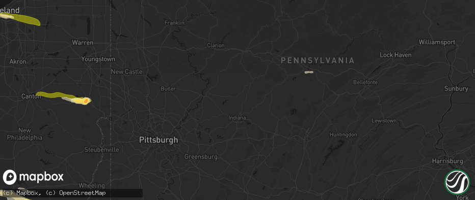 Hail map in Home, PA on June 25, 2026