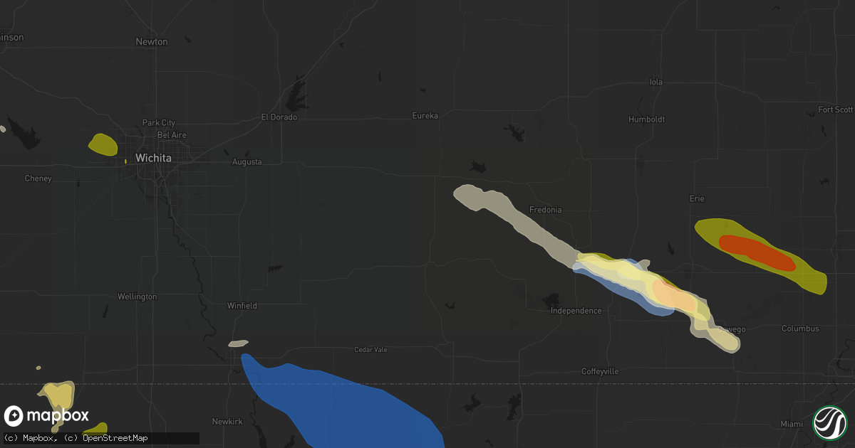 Hail map in Howard, KS on June 25, 2026