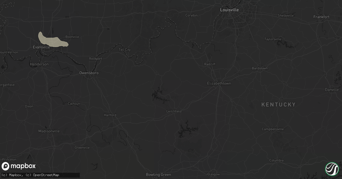 Hail map in Hudson, KY on June 25, 2026