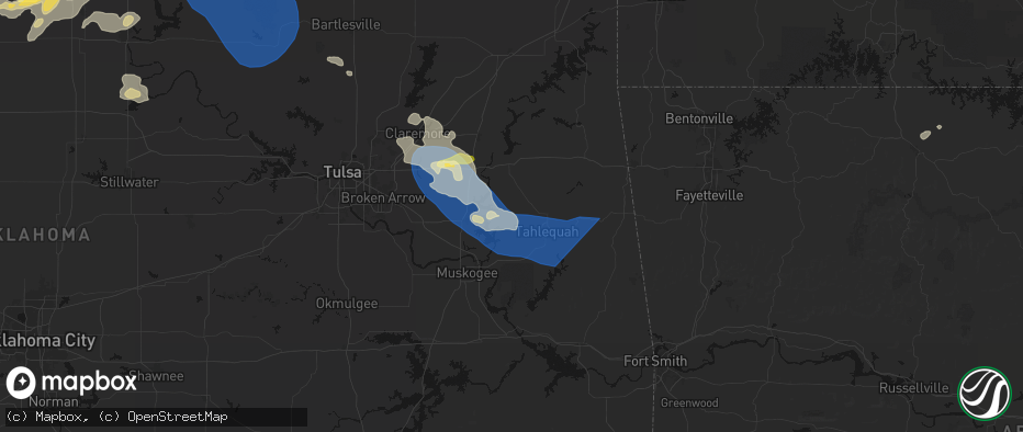 Hail map in Hulbert, OK on June 25, 2026