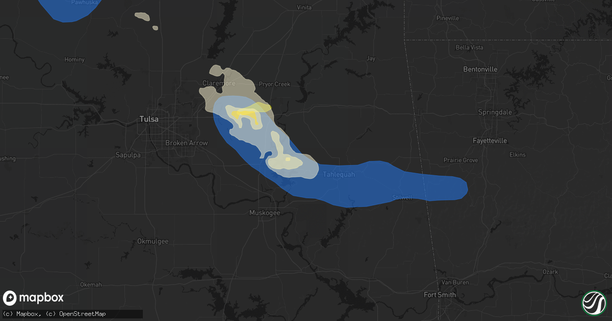 Hail map in Hulbert, OK on June 25, 2026