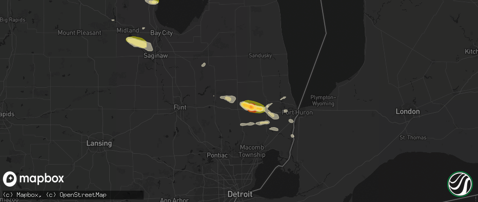 Hail map in Imlay City, MI on June 25, 2026