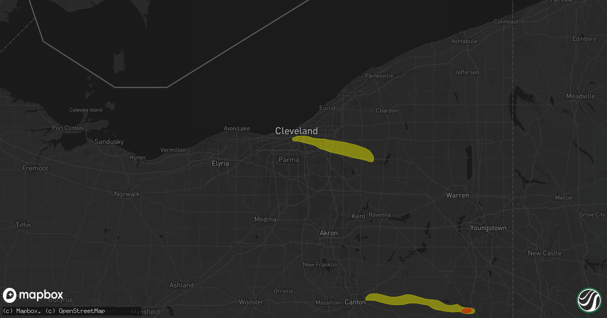 Hail map in Independence, OH on June 25, 2026