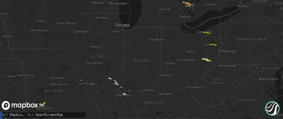 Hail map in Indiana on June 25, 2026