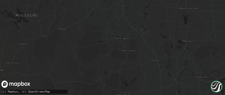 Hail map in Ironton, MO on June 25, 2026