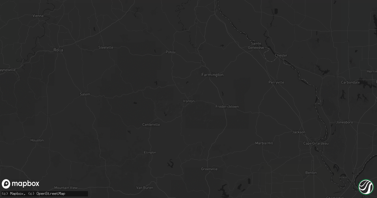Hail map in Ironton, MO on June 25, 2026