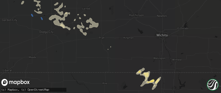 Hail map in Isabel, KS on June 25, 2026
