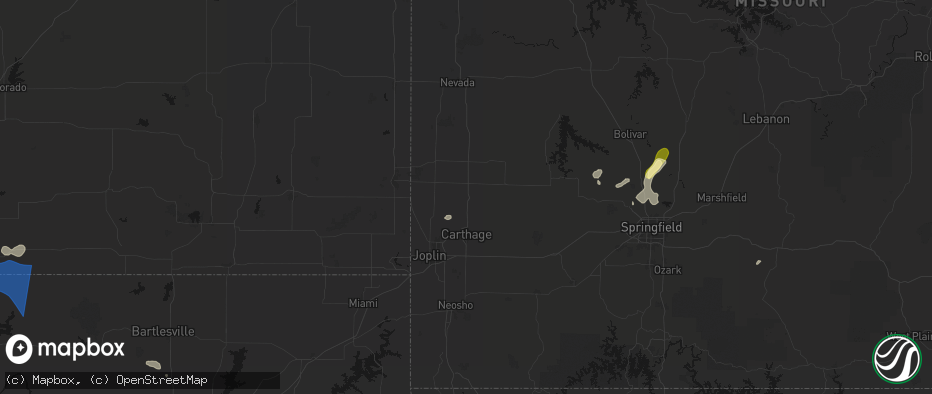 Hail map in Jasper, MO on June 25, 2026