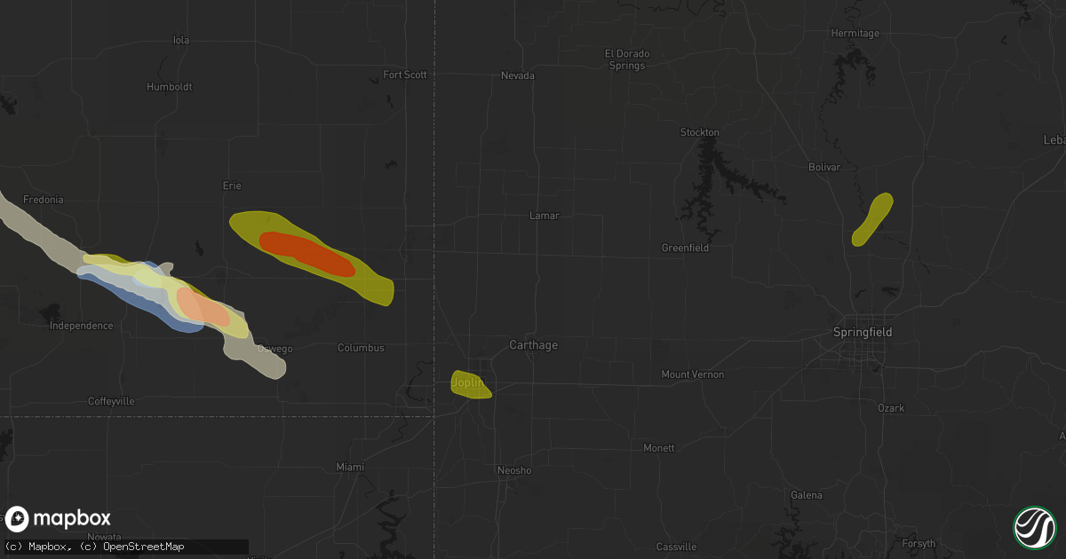 Hail map in Jasper, MO on June 25, 2026