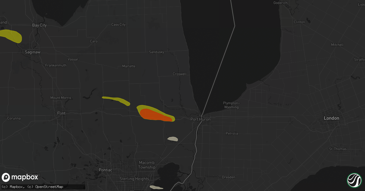 Hail map in Jeddo, MI on June 25, 2026