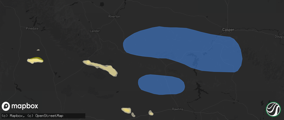 Hail map in Jeffrey City, WY on June 25, 2026