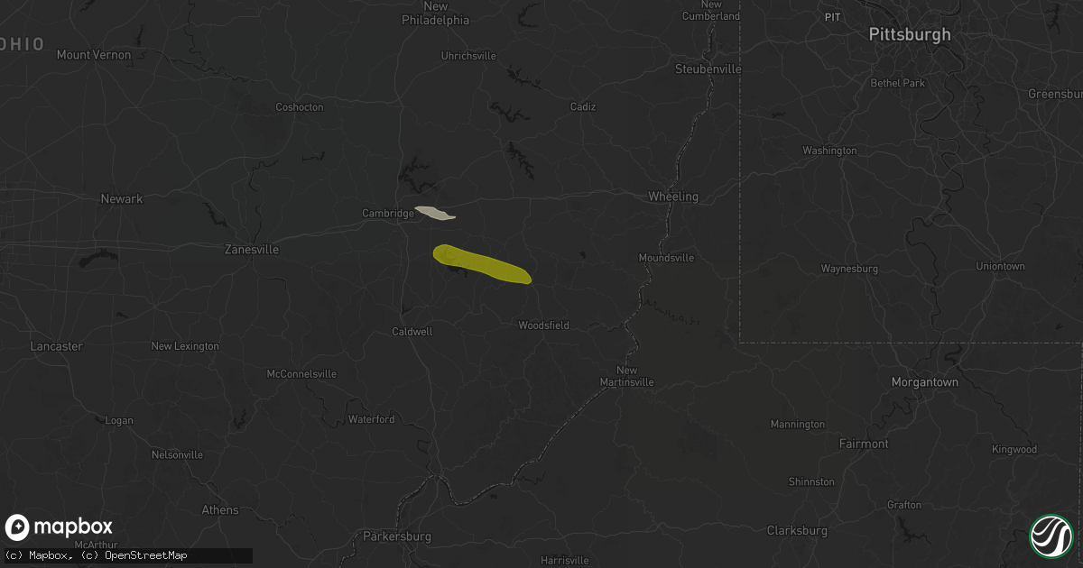 Hail map in Jerusalem, OH on June 25, 2026