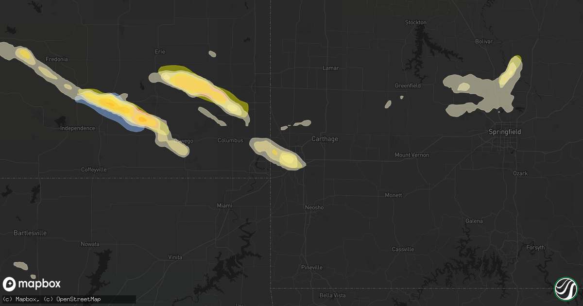 Hail map in Joplin, MO on June 25, 2026