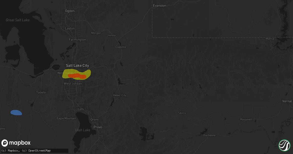 Hail map in Kamas, UT on June 25, 2026