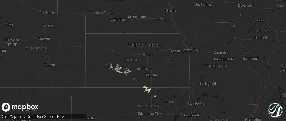 Hail map in Kansas on June 25, 2026