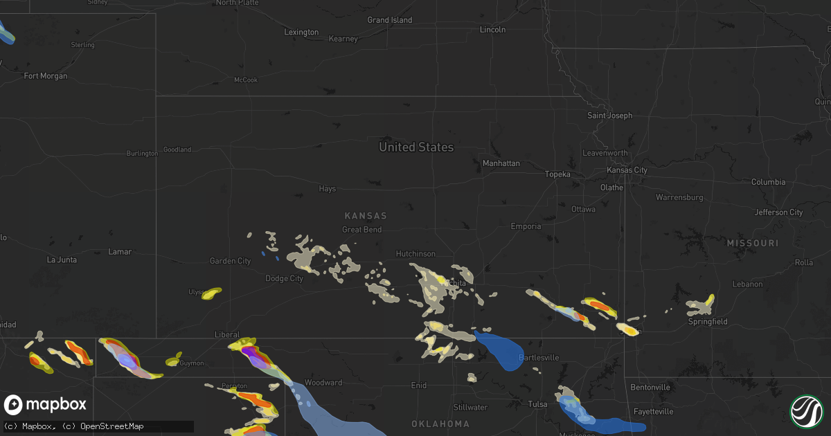 Hail map in Kansas on June 25, 2026