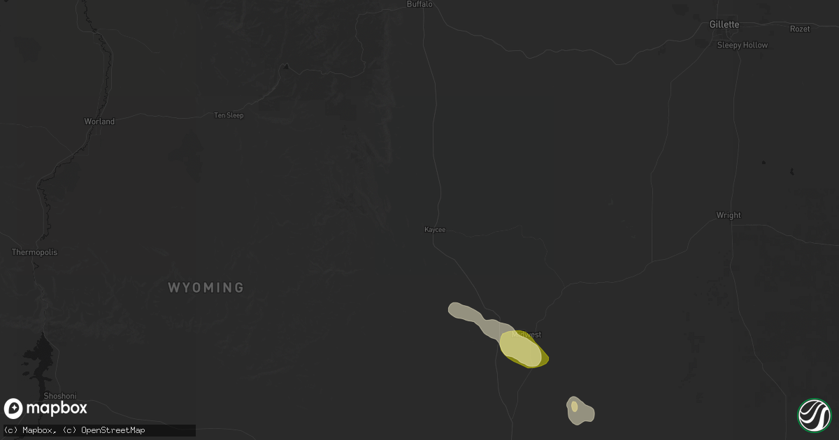 Hail map in Kaycee, WY on June 25, 2026