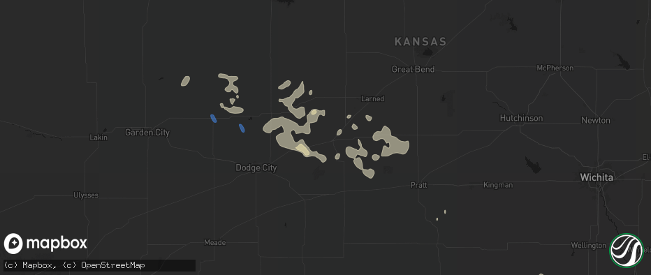 Hail map in Kinsley, KS on June 25, 2026