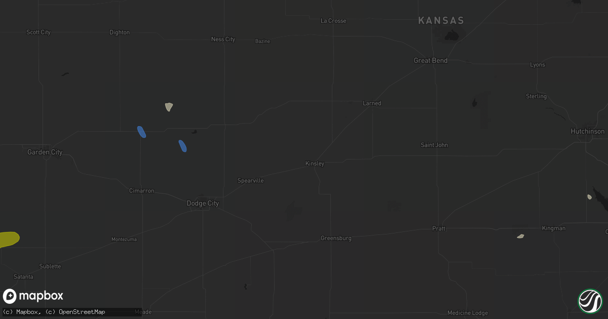 Hail map in Kinsley, KS on June 25, 2026