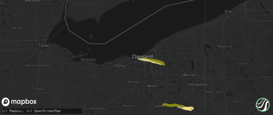 Hail map in Lakewood, OH on June 25, 2026