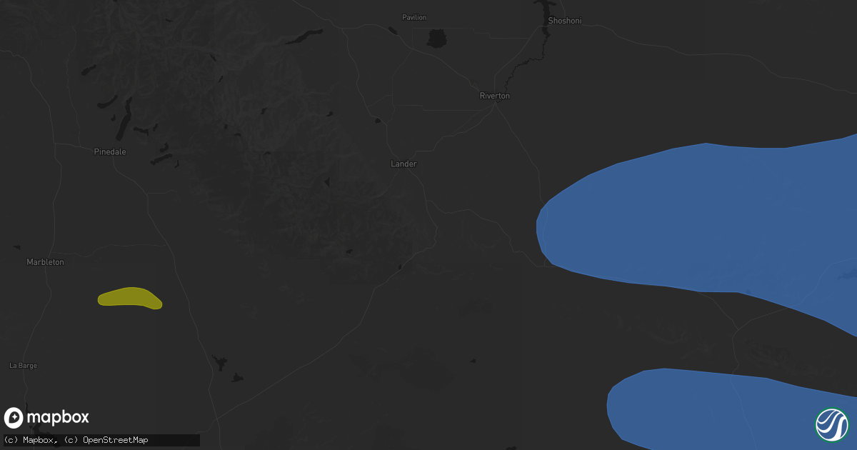Hail map in Lander, WY on June 25, 2026