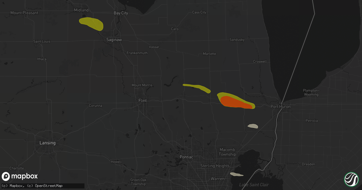 Hail map in Lapeer, MI on June 25, 2026