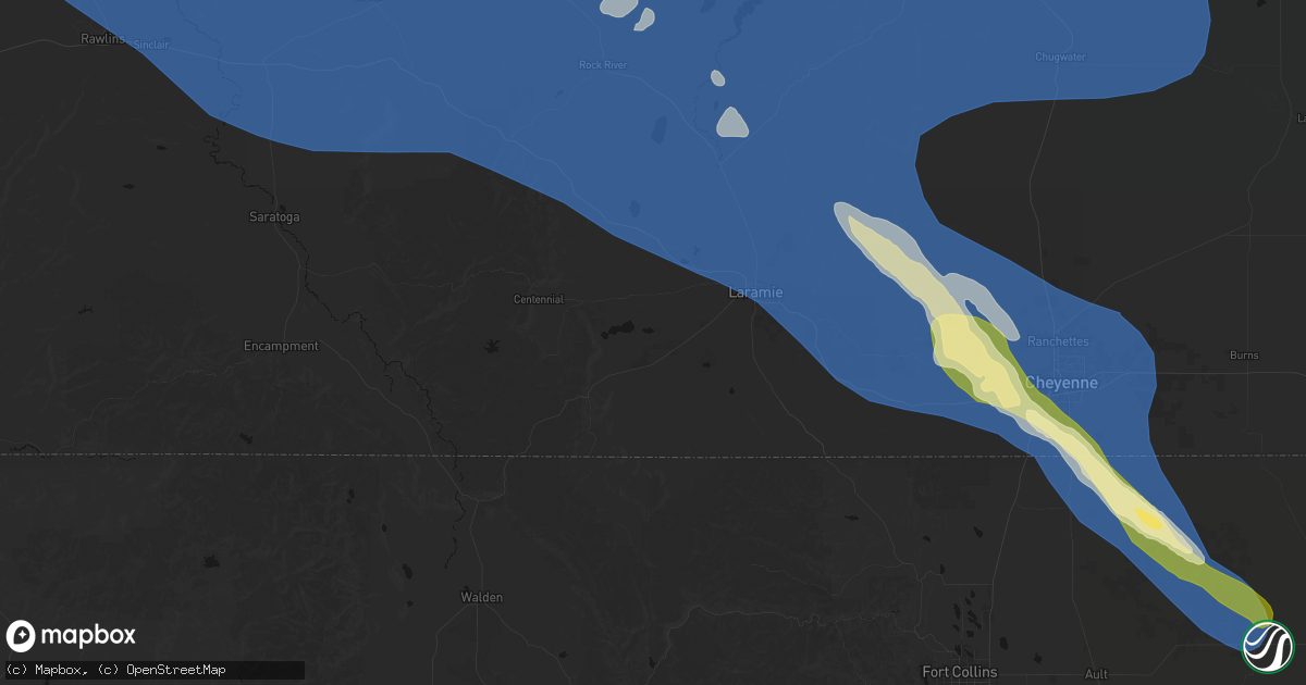 Hail map in Laramie, WY on June 25, 2026