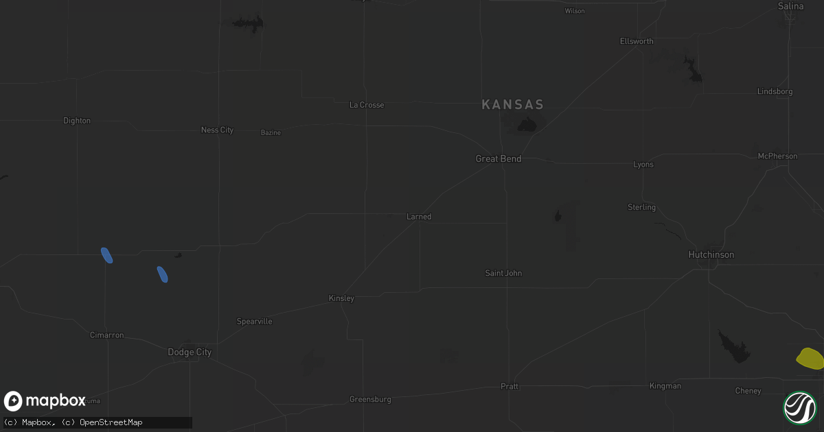 Hail map in Larned, KS on June 25, 2026