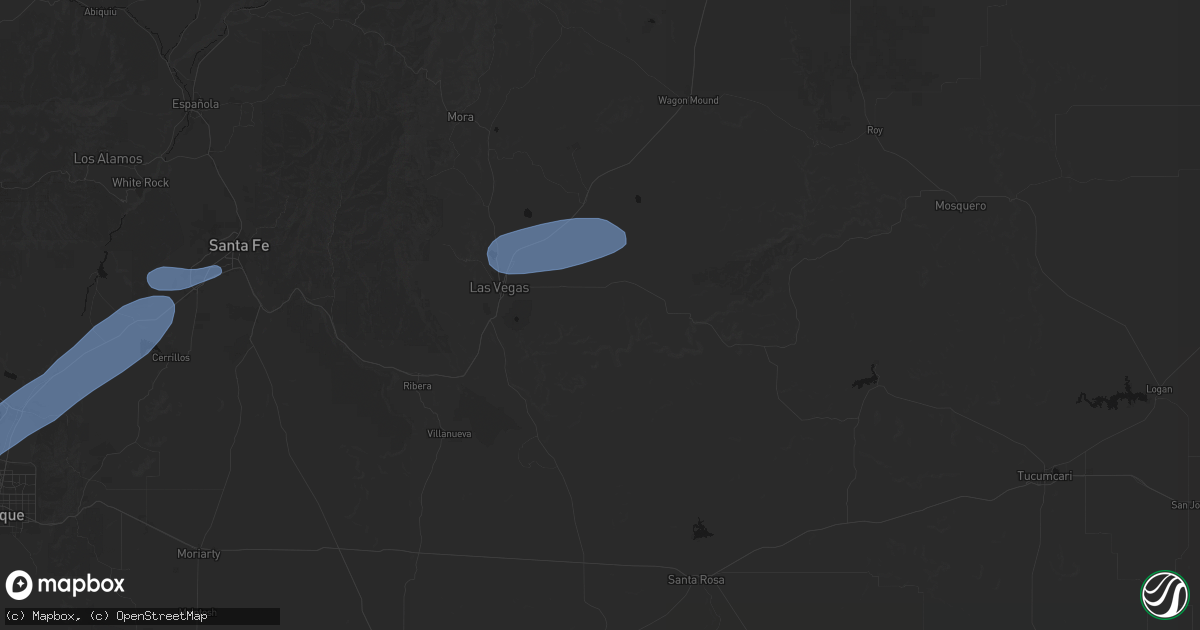 Hail map in Las Vegas, NM on June 25, 2026