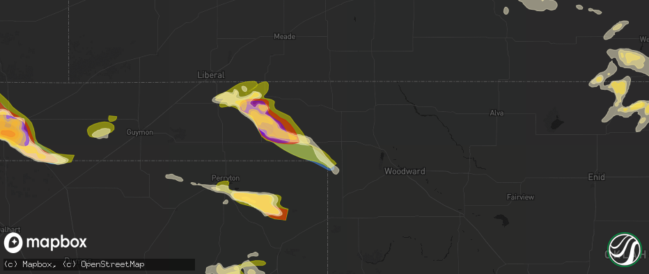 Hail map in Laverne, OK on June 25, 2026
