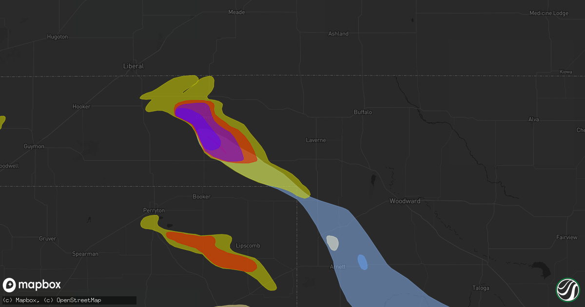 Hail map in Laverne, OK on June 25, 2026