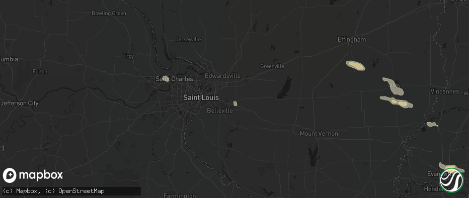 Hail map in Lebanon, IL on June 25, 2026