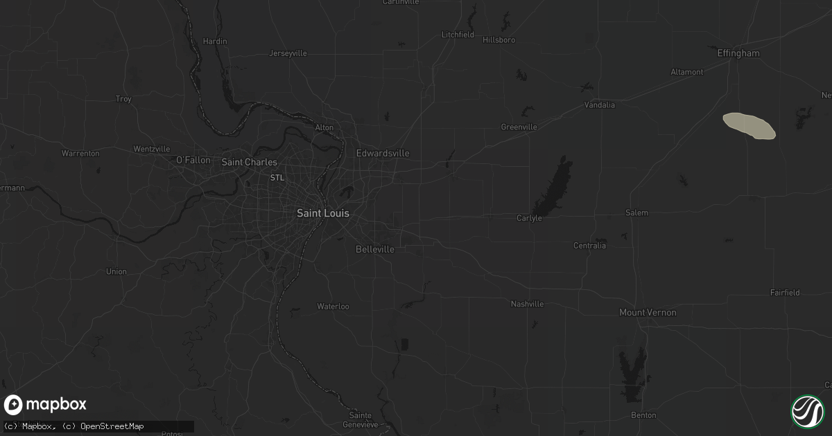 Hail map in Lebanon, IL on June 25, 2026