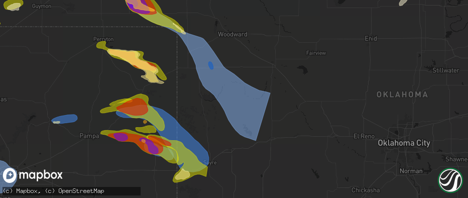 Hail map in Leedey, OK on June 25, 2026