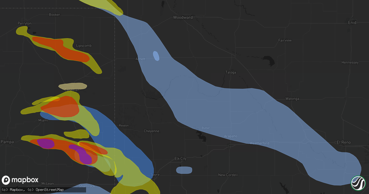 Hail map in Leedey, OK on June 25, 2026