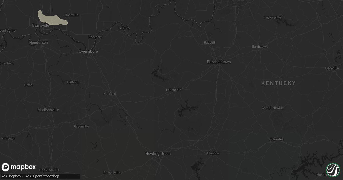 Hail map in Leitchfield, KY on June 25, 2026