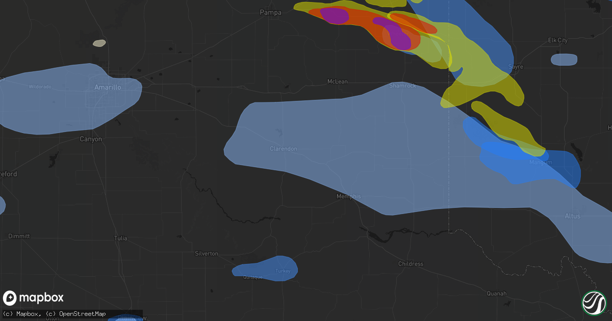 Hail map in Lelia Lake, TX on June 25, 2026