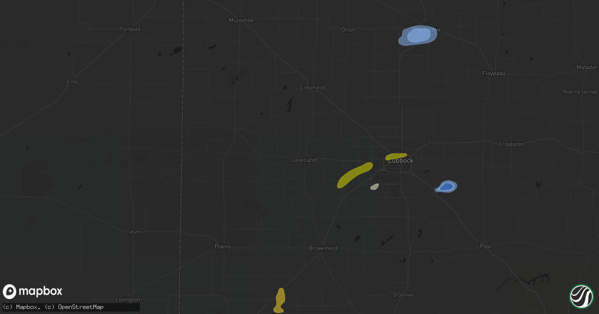 Hail map in Levelland, TX on June 25, 2026