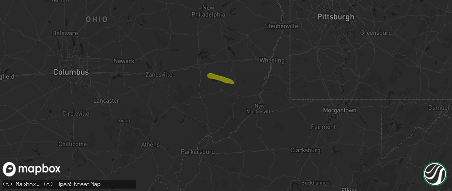 Hail map in Lewisville, OH on June 25, 2026
